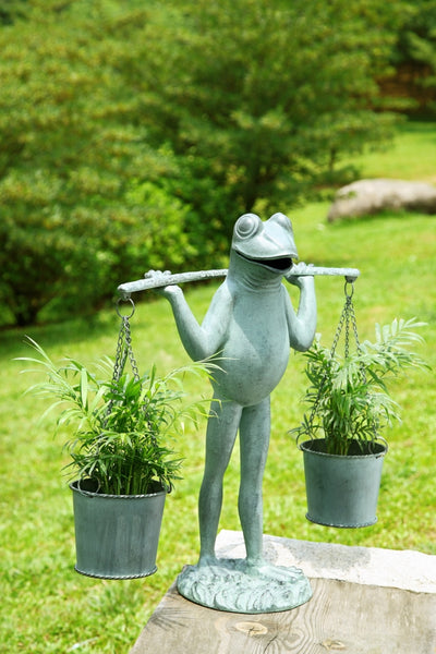 Farmer Frog Planter Holder