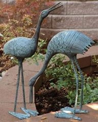 Stately Garden Crane Statues - Pair