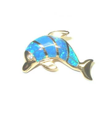 Gold Diving Dolphin Pendant