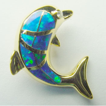 Gold Leaping Dolphin Pendant