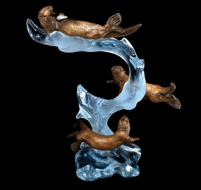 "Playful Motion" Sea Otters Sculpture