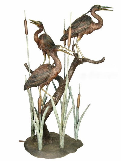Three Herons on a Tree Sculpture