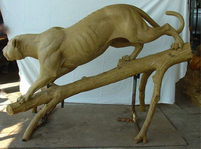 Panther on Branch Sculpture