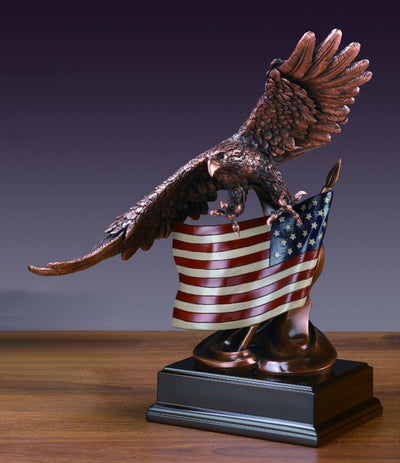 Large Eagle with American Flag Sculpture