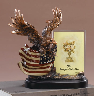 Eagle Picture Frame or Trophy with American Flag