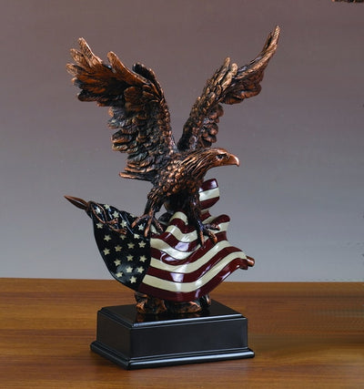 Eagle Sculpture with American Flag - Large