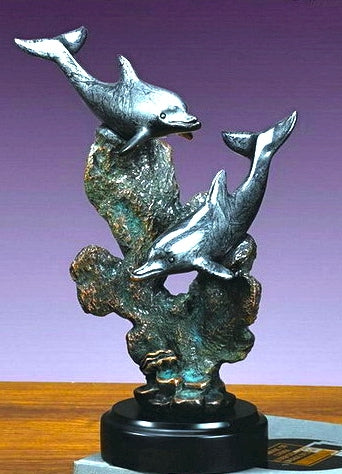 Two Dolphins & Coral Sculpture