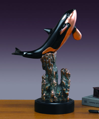 Orca & Coral Sculpture 18 Inches TALL!