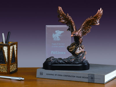 Glass Imprint Eagle Trophy