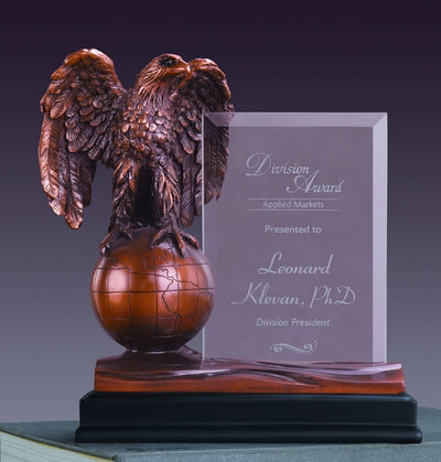 Glass Imprint Eagle on Globe Trophy