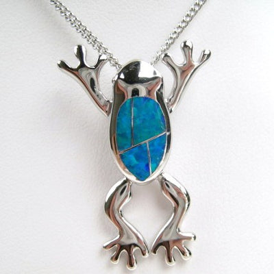 Blue Opal Frog Pendant