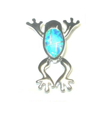 Teal Opal Frog Pendant