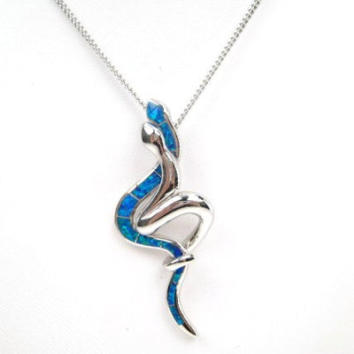 Blue Opal Double Snake Pendant