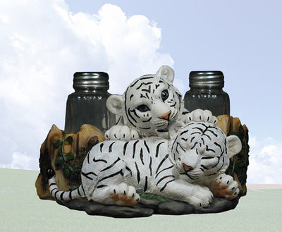 White Tiger Cubs Salt & Pepper Shaker Holder