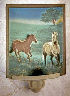 Morning Run Horses Colored Lithophane Night Light