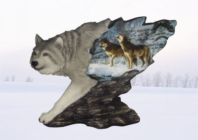 "Hunter's Spirit" Wolf Statue with Print