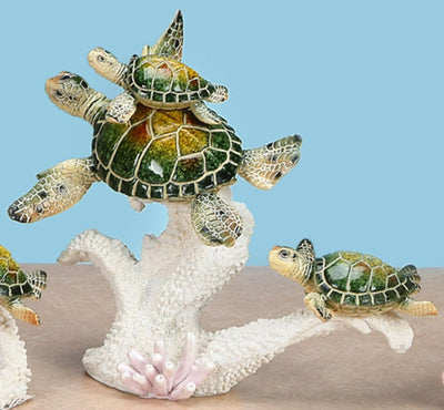 Playful Mother and Babies Turtles Sculpture