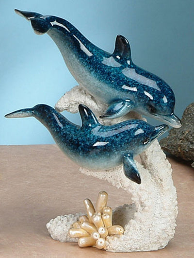 Playful Mother and Baby Dolphins Sculpture