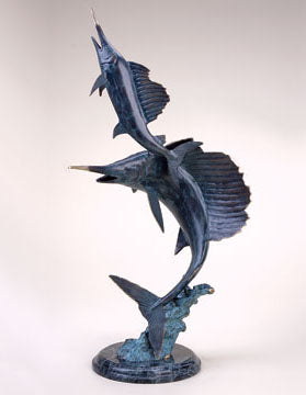 Sailfish Pair on Wave Sculpture