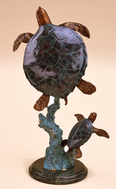 Mother and Baby Sea Turtle Sculpture