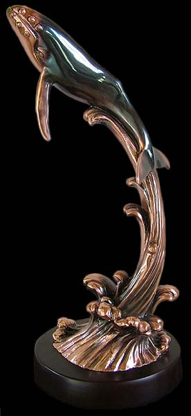 Copper Electro-Plated Single Whale Sculpture