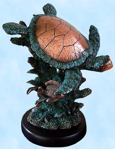 Copper Coated with Patina Finish Turtle Statue