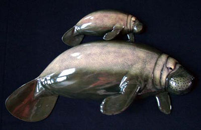 Set of 2 Manatees Wall Sculptures