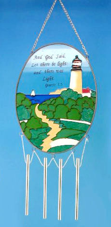 Stained Glass Lighthouse Wind Chime #A