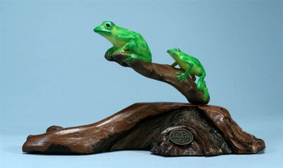 Double Green Tree Frogs Sculpture