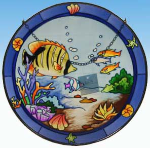 Stained Glass Fish Plaque