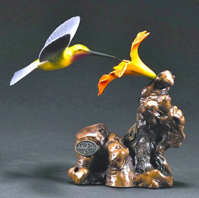 Blue/Yellow Hummingbird Sculpture