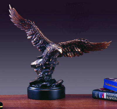 17" Bronze Plated Eagle Statue