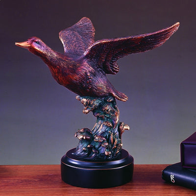 Bronze Plated Flying Duck Sculpture