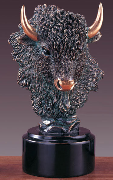 Bronze Plated Buffalo Head Sculpture