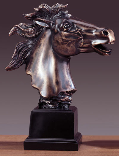 13" Wild Mustang Horse Head Statue