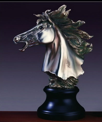 Pewter Horse Head Statue