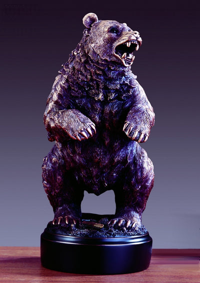 13" Bronze Plated Bear Sculpture