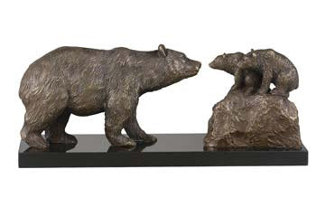 Mama & Baby Bears Statue SOLID BRONZE and MARBLE!