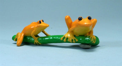 Double Orange Tree Frogs on Branch Magnet