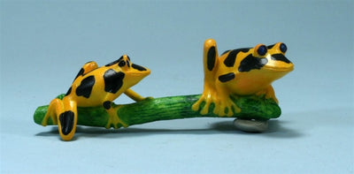 Yellow/Black Double Tree Frogs on Branch Magnet