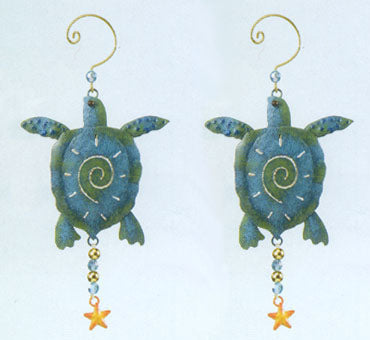 Metal Sea Turtle Adornments - Set of 2
