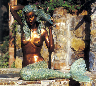 Bronze Patina Finish Mermaid Fountain (Large)