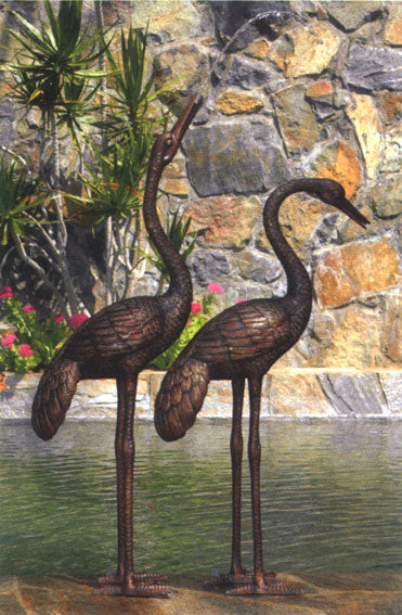 Bronze Pair Cranes Water Fountains