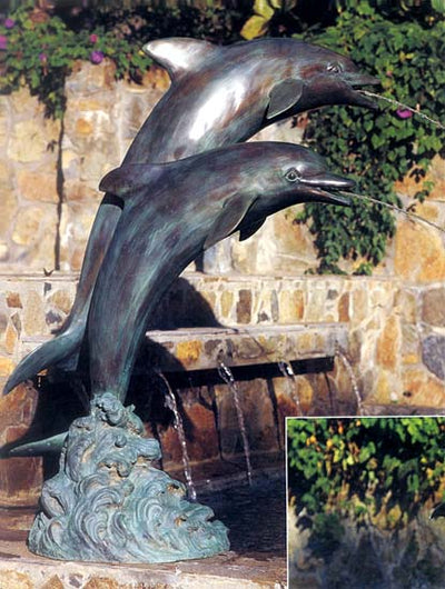 60" Verdigris Patina Dolphin Fountain