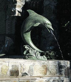 Single Verdigris Patina Dolphin Fountain (Medium)