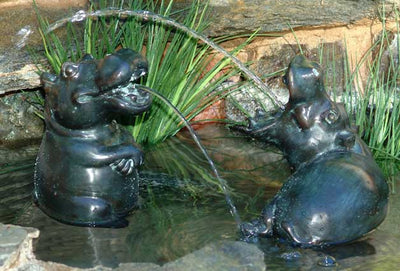 Set of 2 Hippo Water Fountains