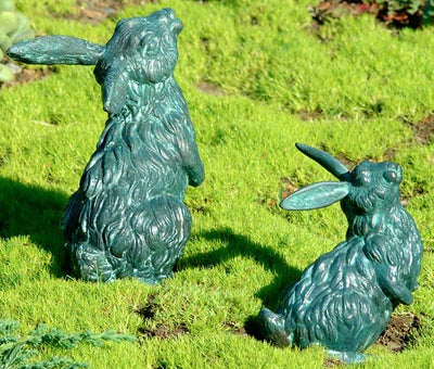 Set of 2 Gazing Rabbit Statues