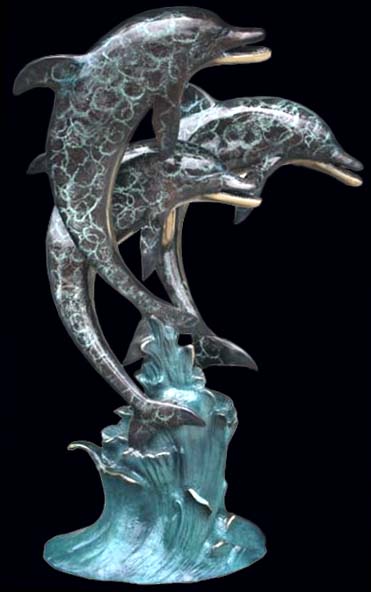 Art Finish Trio Bronze Dolphins Fountain