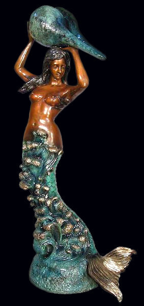 Single Mermaid Holding Shell Fountain