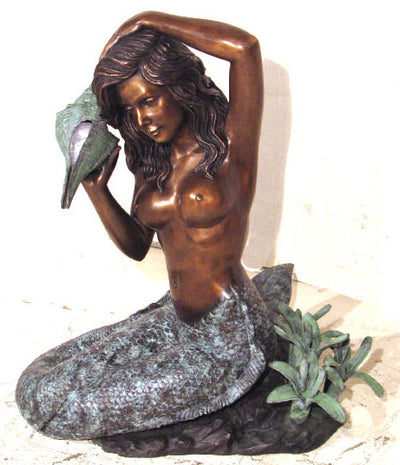Large Sitting Mermaid with Shell Fountain